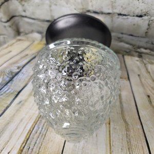 VTG Clear ACORN Bubble Glass CEILING Lamp Light Fixture HOBNAIL w Base & Wiring